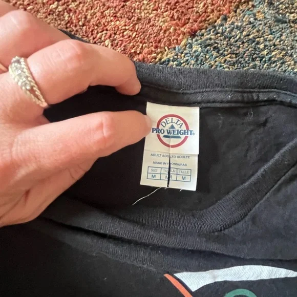 163-Medium Delta Pro Weight black t-shirt with graphics on front #unicorn - Picture 4 of 6